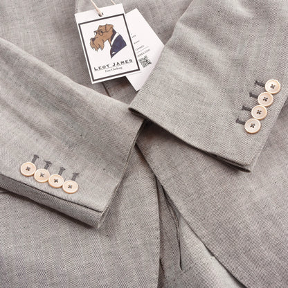 Paoloni Leinen-Baumwoll-Jacke Größe 50 ca. 55cm - Tan-Grau