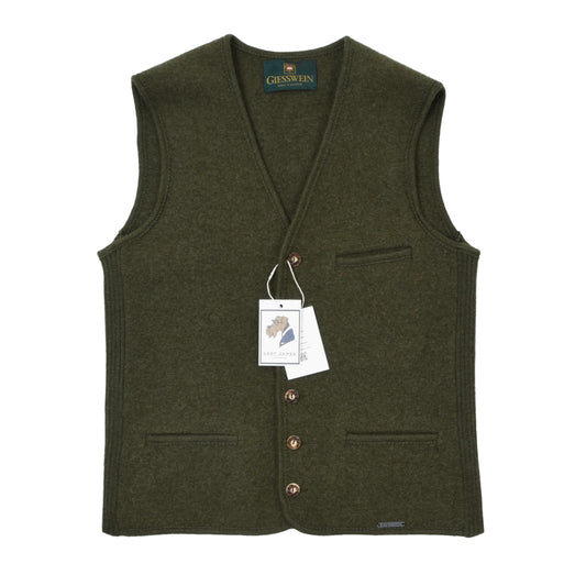 Giesswein Boiled Wool Sweater Vest Size 52 Chest ca. 50.5cm - Moss Green