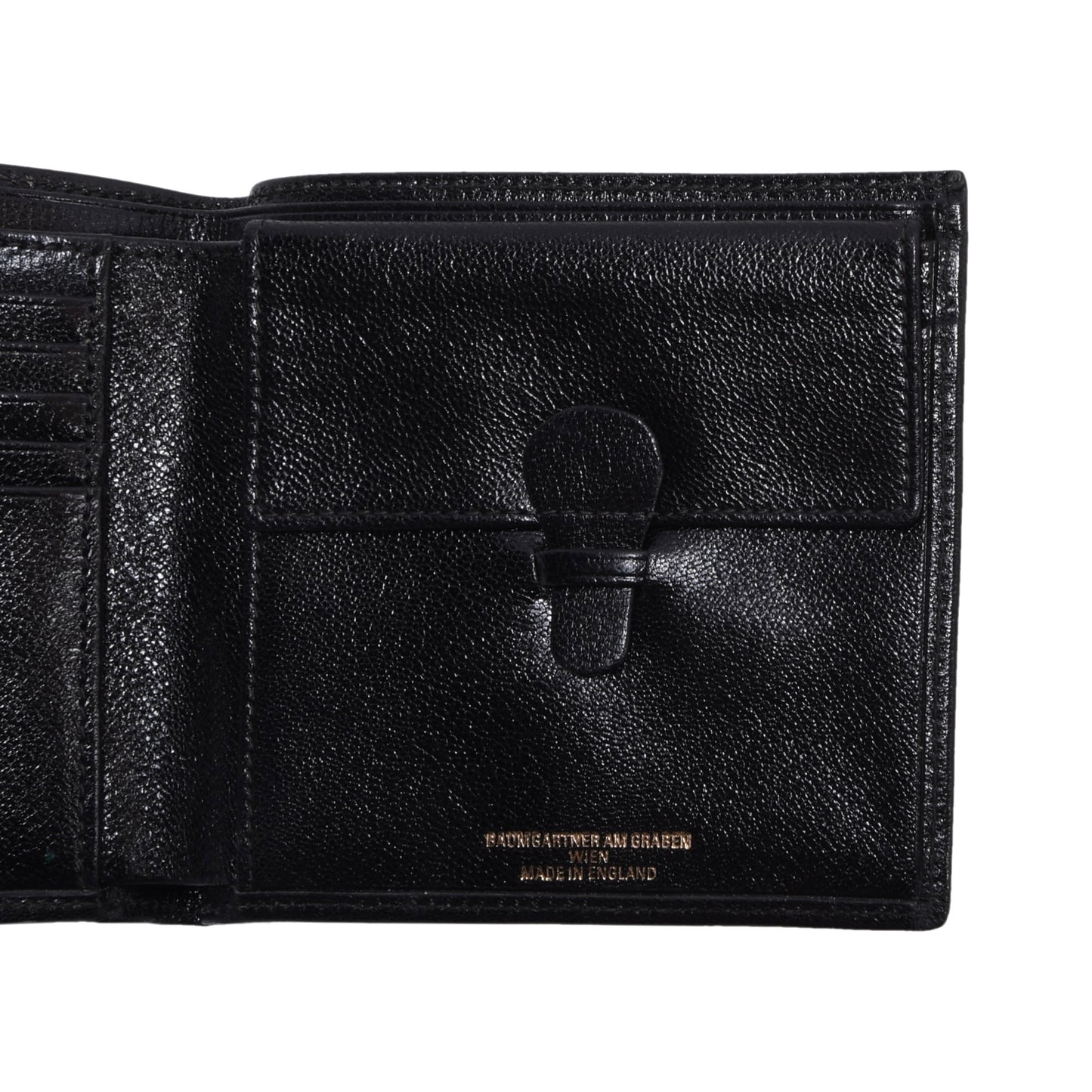 NOS Baumgartner am Graben Wien 1/10 9kt Gold Ledergeldbörse - Schwarz