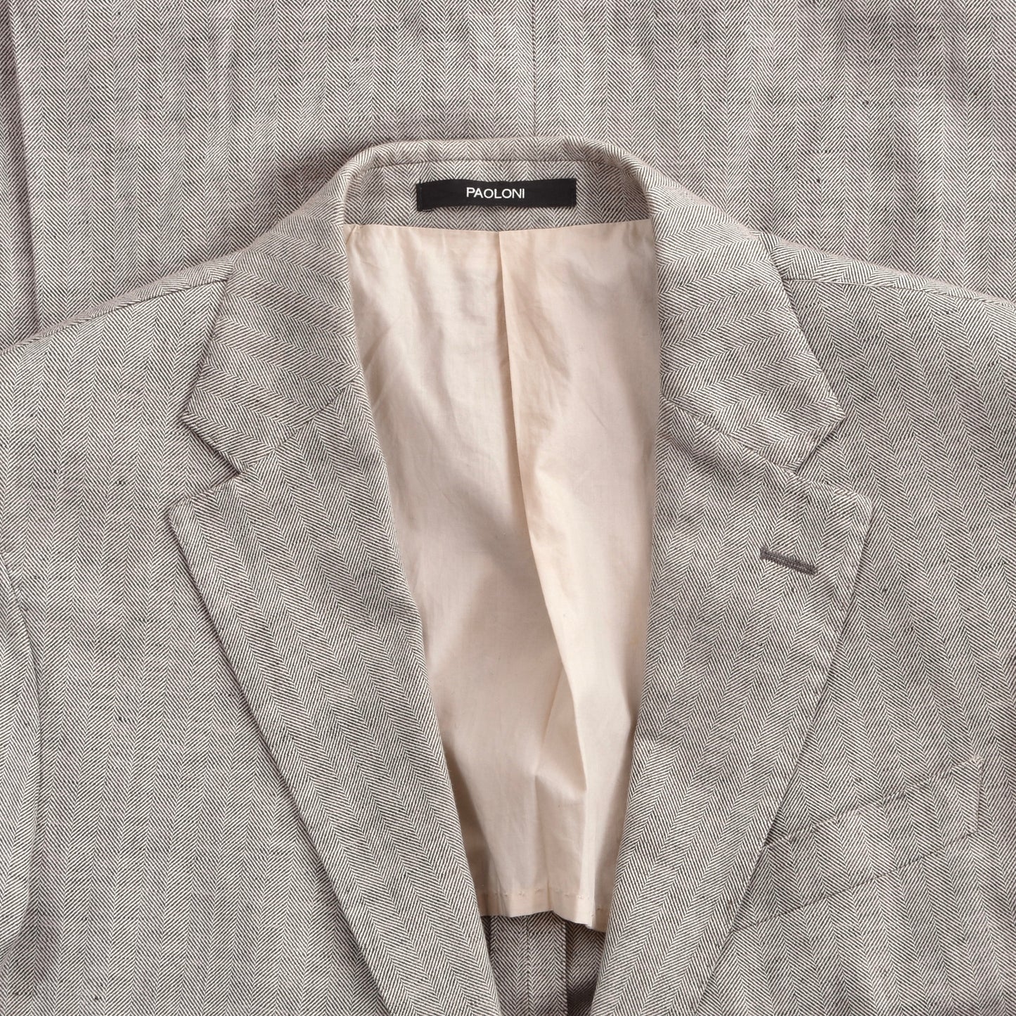 Paoloni Leinen-Baumwoll-Jacke Größe 50 ca. 55cm - Tan-Grau
