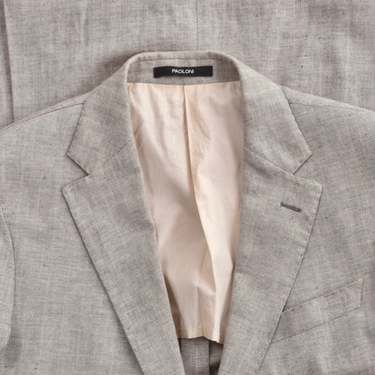 Paoloni Leinen-Baumwoll-Jacke Größe 50 ca. 55cm - Tan-Grau