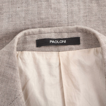Paoloni Leinen-Baumwoll-Jacke Größe 50 ca. 55cm - Tan-Grau