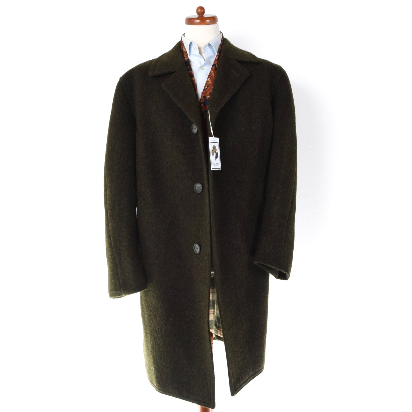 Vintage 100% Wool Overcoat ca. 66.5cm Chest - Moss Green