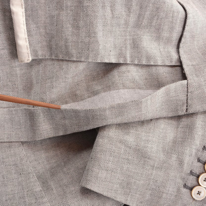 Paoloni Leinen-Baumwoll-Jacke Größe 50 ca. 55cm - Tan-Grau
