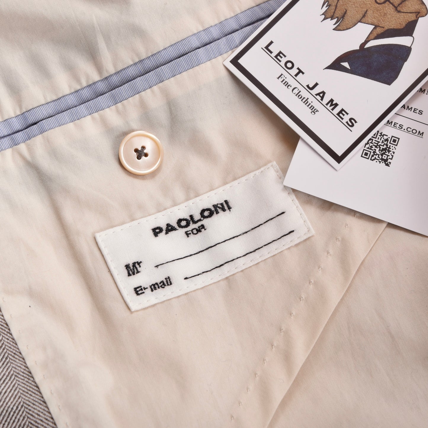 Paoloni Leinen-Baumwoll-Jacke Größe 50 ca. 55cm - Tan-Grau
