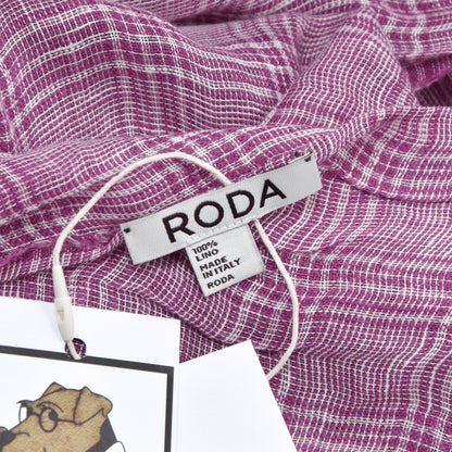 Roda 100% Linen Summer Scarf ca. 196cm - Fuchsia Prince of Wales