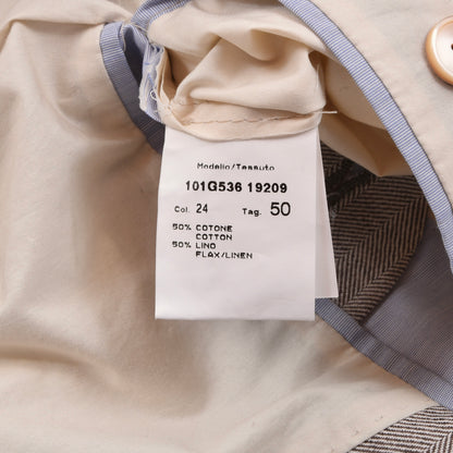 Paoloni Leinen-Baumwoll-Jacke Größe 50 ca. 55cm - Tan-Grau