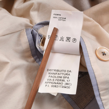Paoloni Leinen-Baumwoll-Jacke Größe 50 ca. 55cm - Tan-Grau