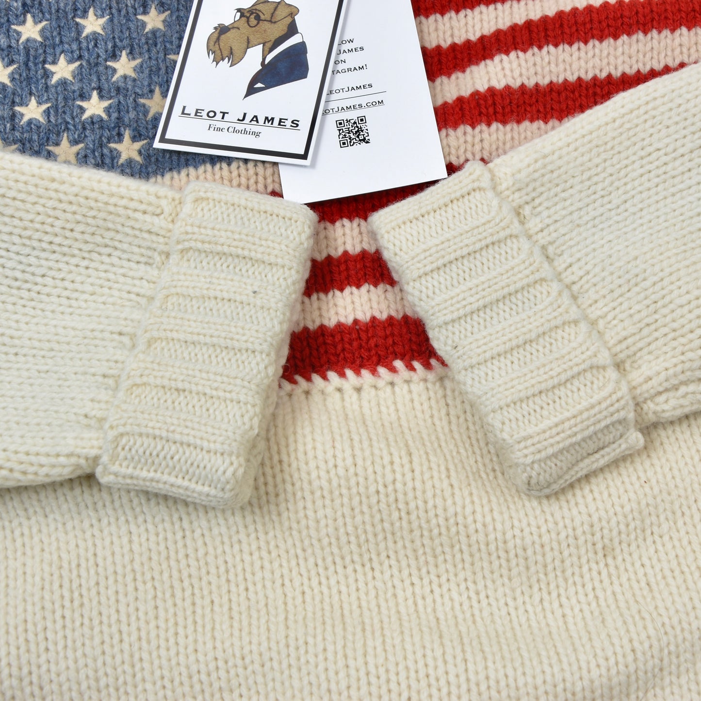 Polo Ralph Lauren American Flag 100% Wool Sweater Size M - Cream