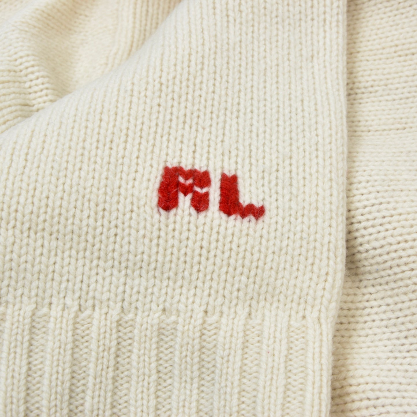 Polo Ralph Lauren American Flag 100% Wool Sweater Size M - Cream