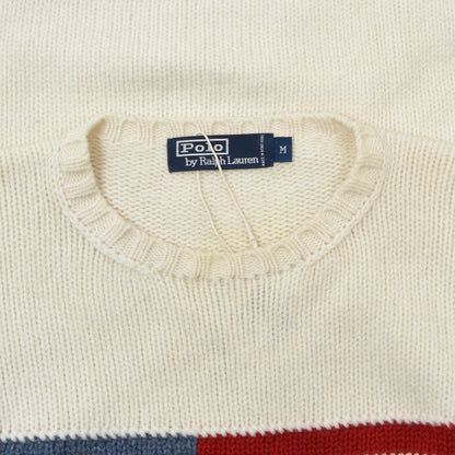 Polo Ralph Lauren American Flag 100% Wool Sweater Size M - Cream