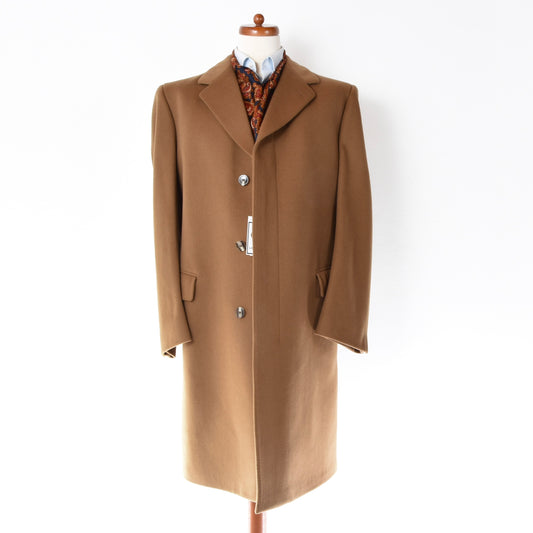 Lord Modell Crombie Cloth Wool Overcoat Size 54 ca. 61.5cm - Tan