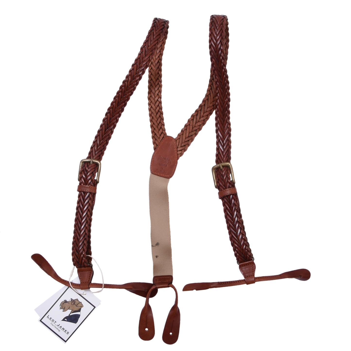 Vintage Banana Republic Geflochtene Lederhosenträger - Braun