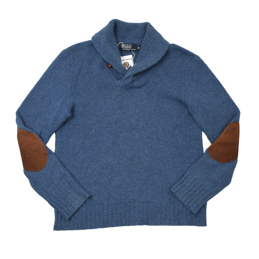 Polo Ralph Lauren Wool/Angora Shawl Collared Sweater Size M - Blue