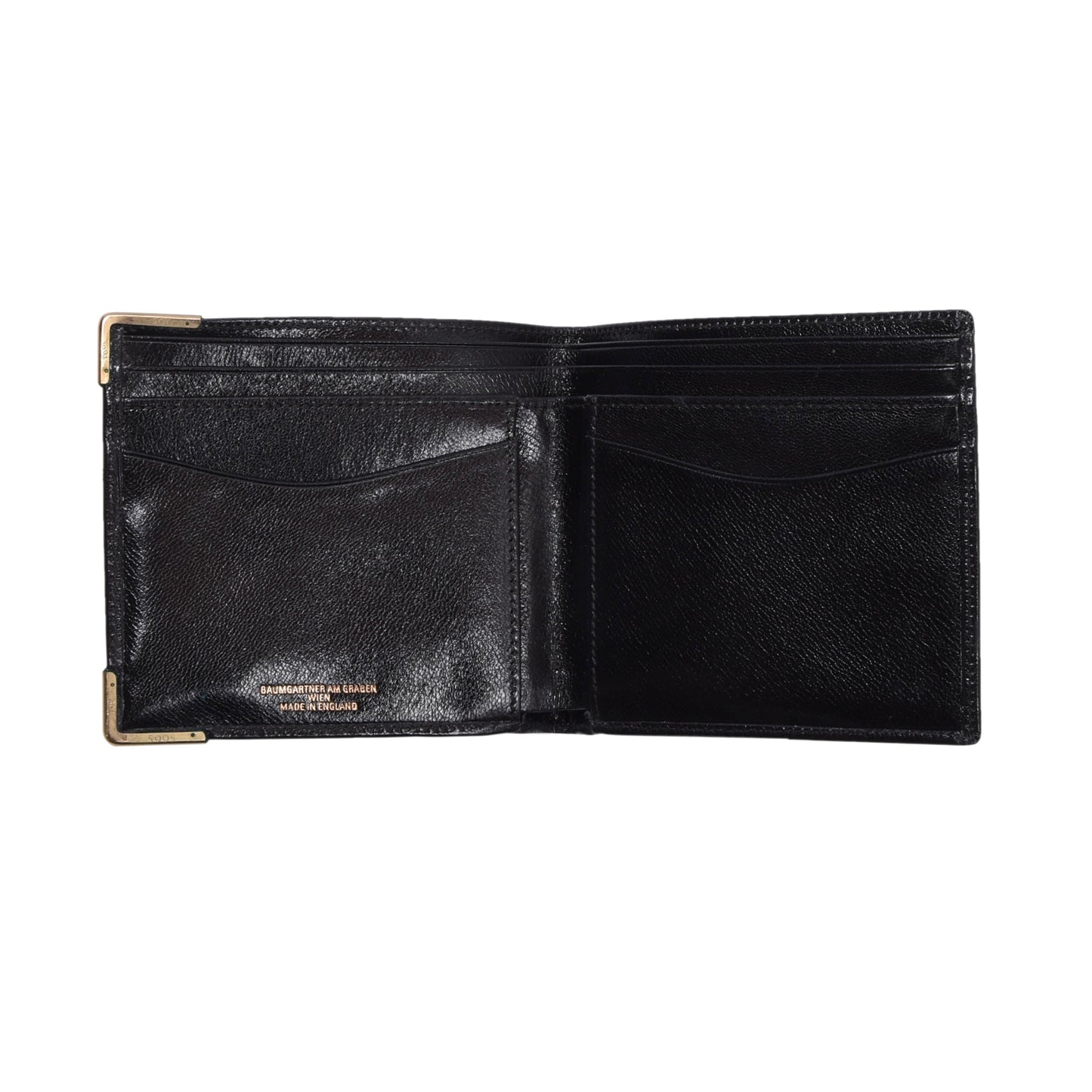NOS Baumgartner am Graben Wien 1/10 9kt Gold Ledergeldbörse - Schwarz