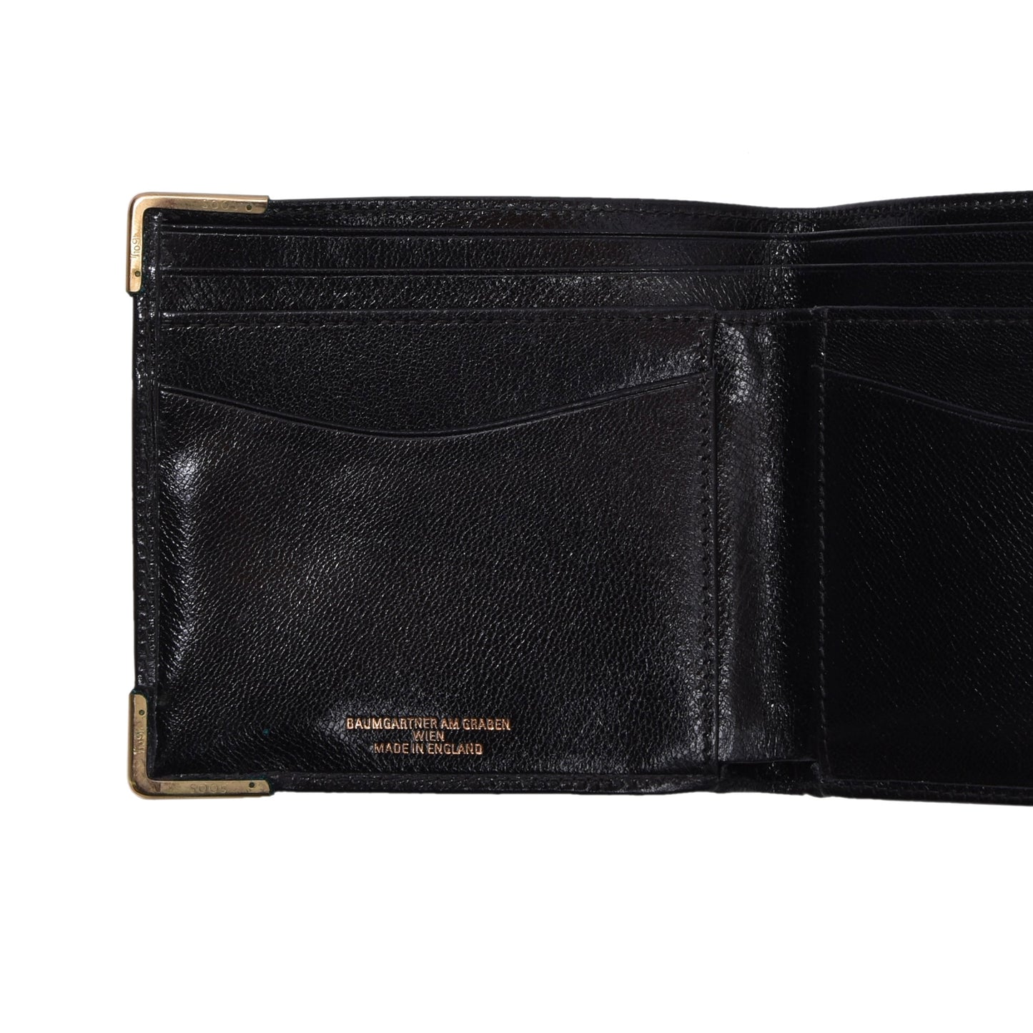 NOS Baumgartner am Graben Wien 1/10 9kt Gold Ledergeldbörse - Schwarz