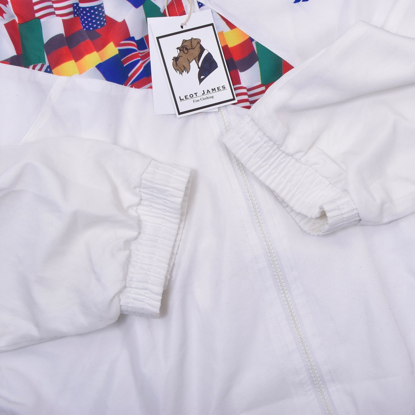 Vintage Reebok Flag Trainingsjacke, Größe L (ca. 66 cm), Weiß