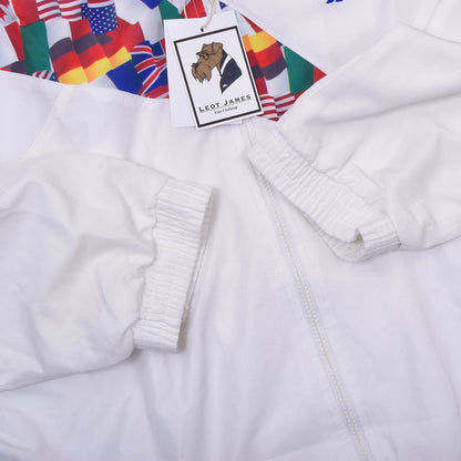 Vintage Reebok Flag Trainingsjacke, Größe L (ca. 66 cm), Weiß