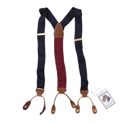 Trafalgar Ribbon Hosenträger - Marineblau/Burgunderrot