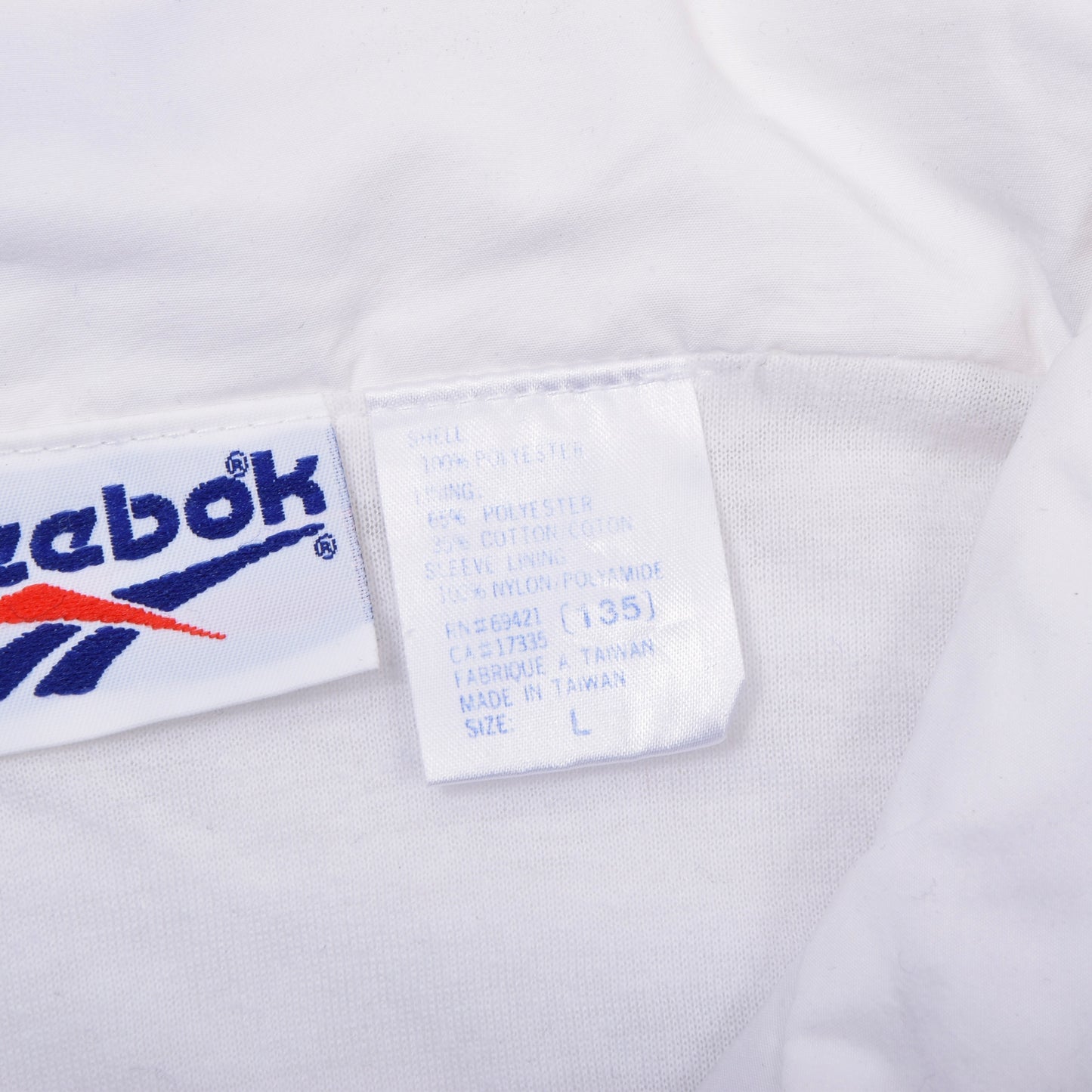 Vintage Reebok Flag Trainingsjacke, Größe L (ca. 66 cm), Weiß