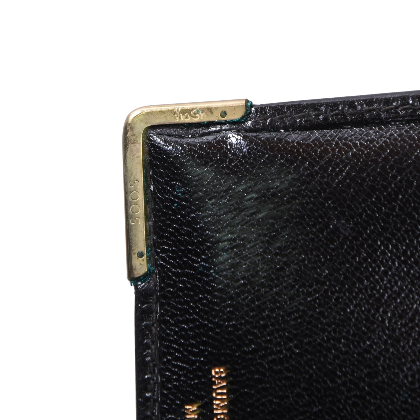 NOS Baumgartner am Graben Wien 1/10 9kt Gold Ledergeldbörse - Schwarz