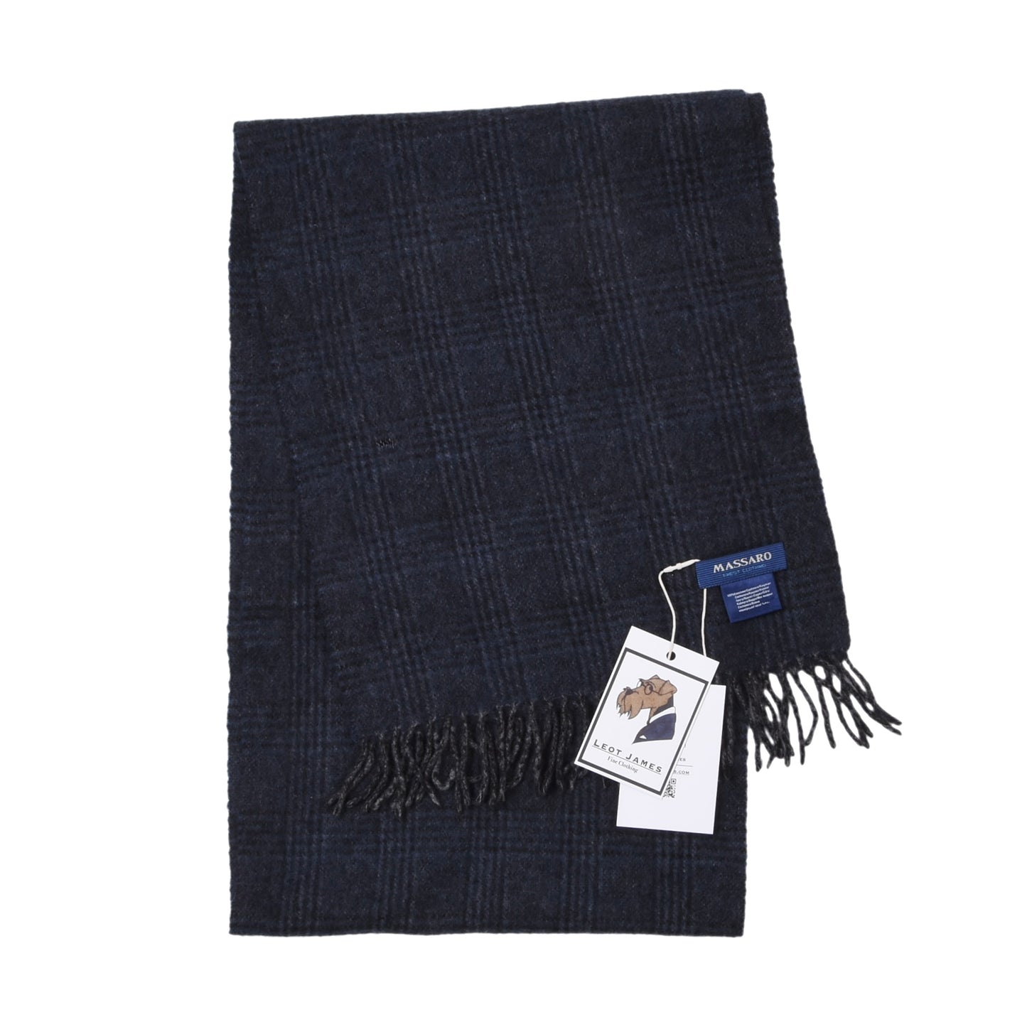Massaro 100% Cashmere Scarf ca. 168cm - Blue/Grey Plaid