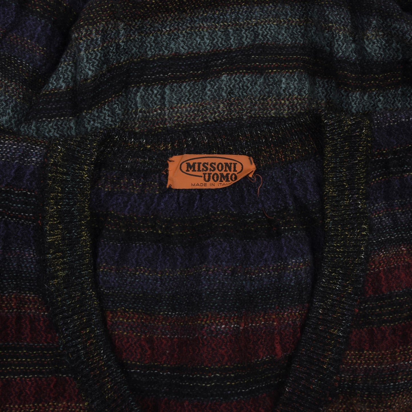 Vintage Missoni Strickweste  Mohair-Mix, Größe 52 - Regenbogenfarben, gestreift