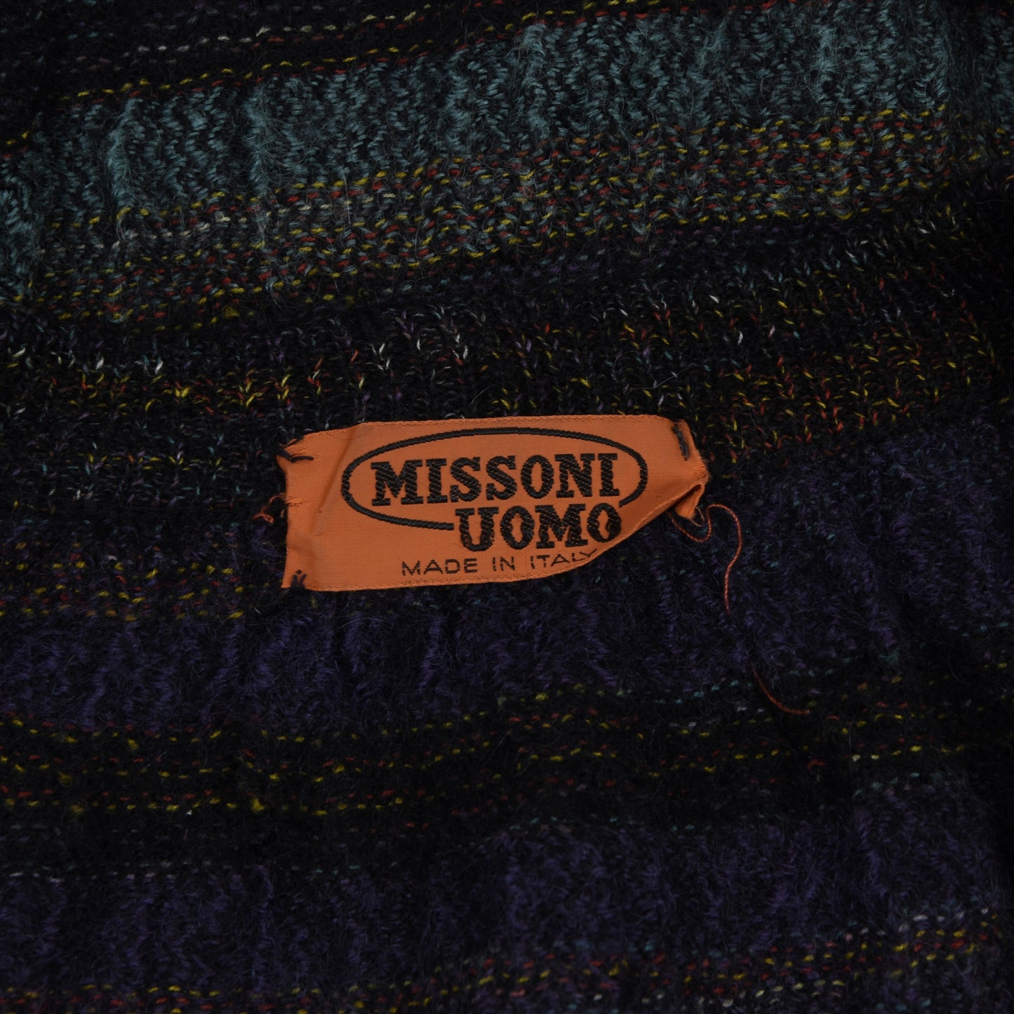 Vintage Missoni Strickweste  Mohair-Mix, Größe 52 - Regenbogenfarben, gestreift