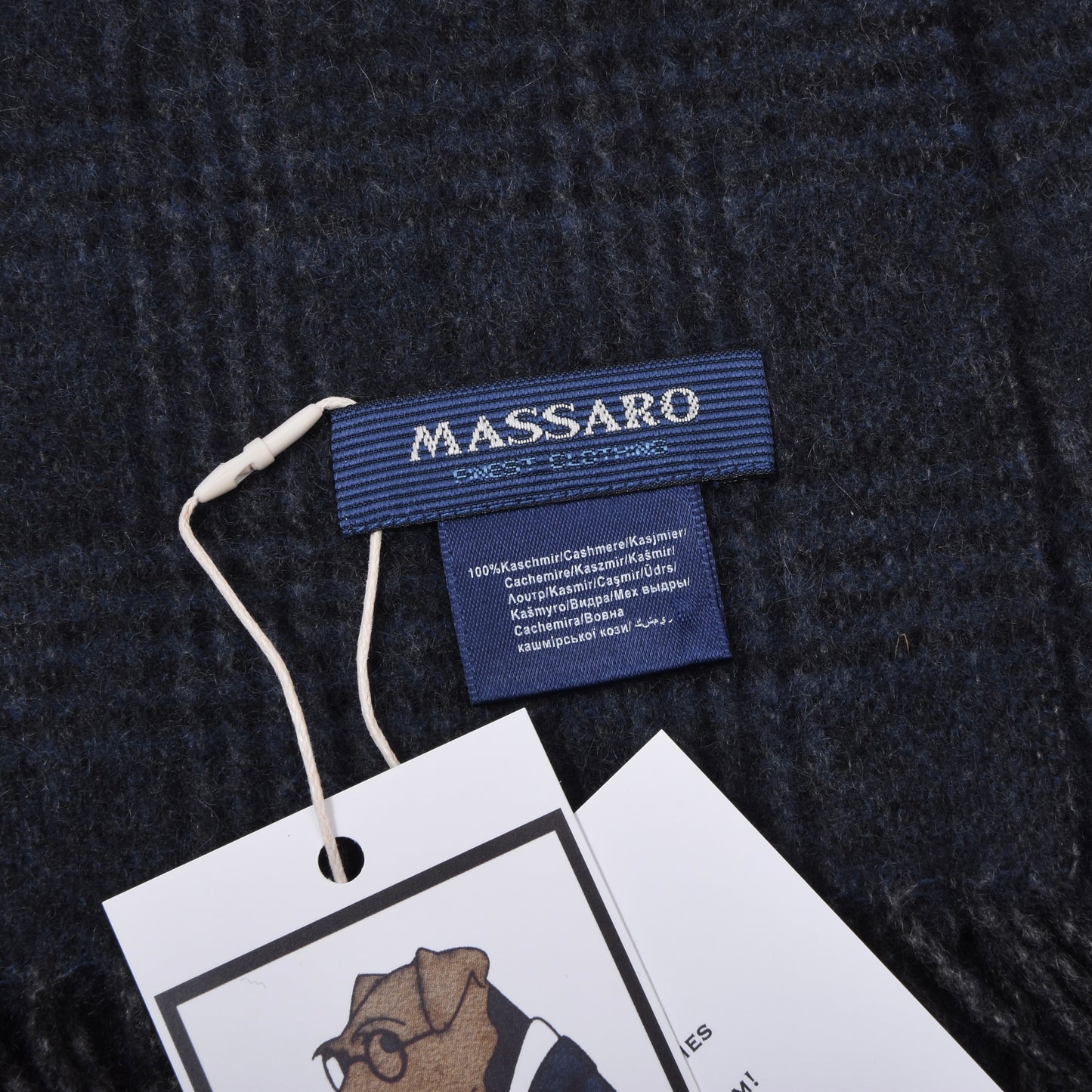 Massaro 100% Cashmere Scarf ca. 168cm - Blue/Grey Plaid