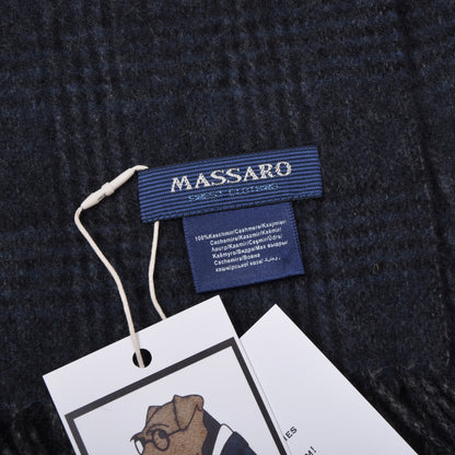 Massaro 100% Cashmere Scarf ca. 168cm - Blue/Grey Plaid