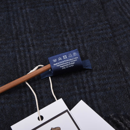 Massaro 100% Cashmere Scarf ca. 168cm - Blue/Grey Plaid