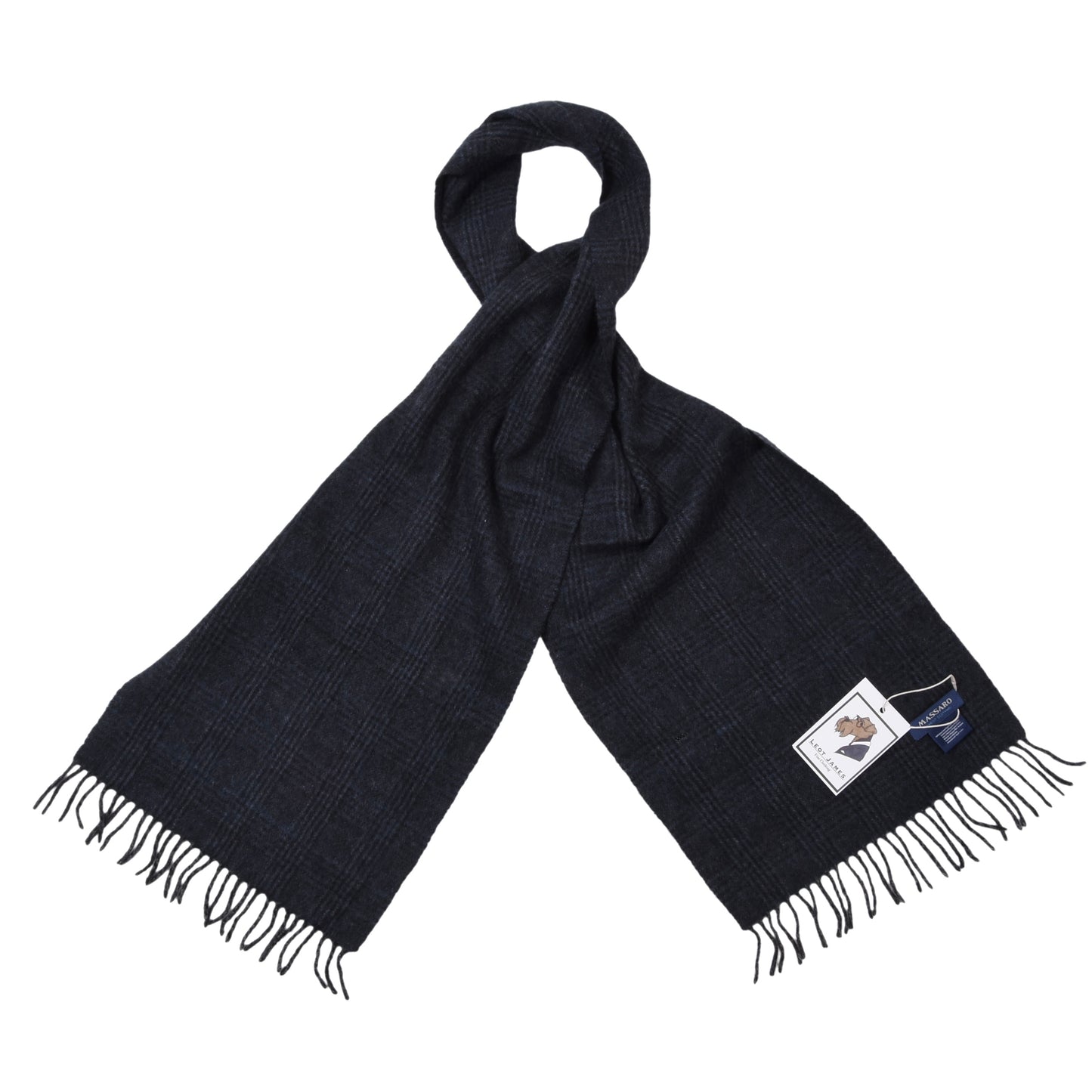 Massaro 100% Cashmere Scarf ca. 168cm - Blue/Grey Plaid