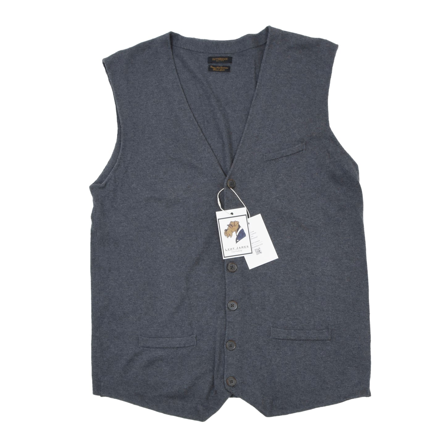 Gutteridge Black Label Cotton-Silk-Cashmere Sweater Vest Size XL Chest ca. 50cm - Grey