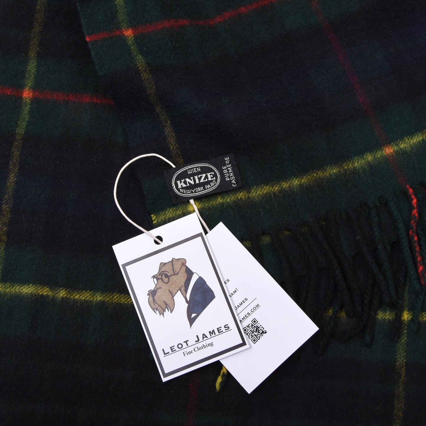 Knize Wien Vintage 100% Cashmere Scarf ca. 134cm - Plaid