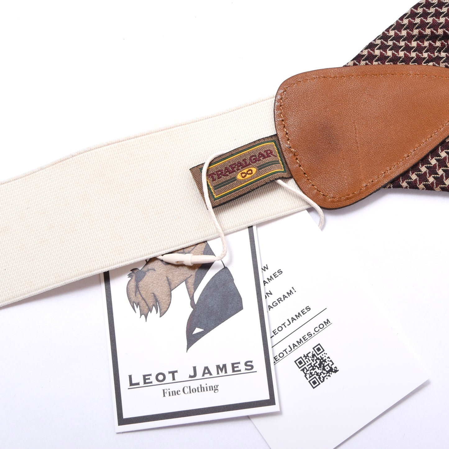 Trafalgar Silk Braces/Suspenders - Burgundy Houndstooth