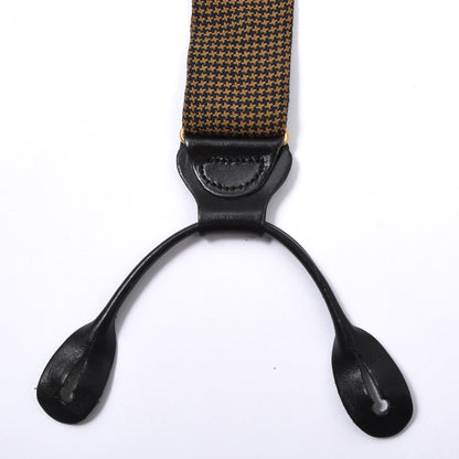 Trafalgar Silk Braces/Suspenders - Navy/Gold Houndstooth