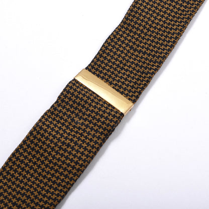 Trafalgar Silk Braces/Suspenders - Navy/Gold Houndstooth
