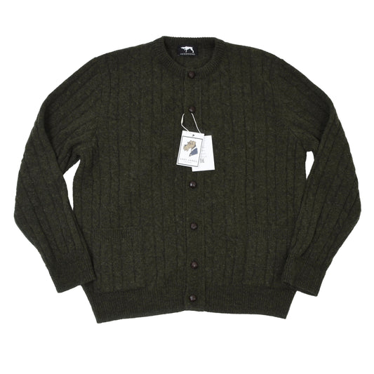 Jagdhund Wool Cableknit Cardigan Sweater Size 54 - Green