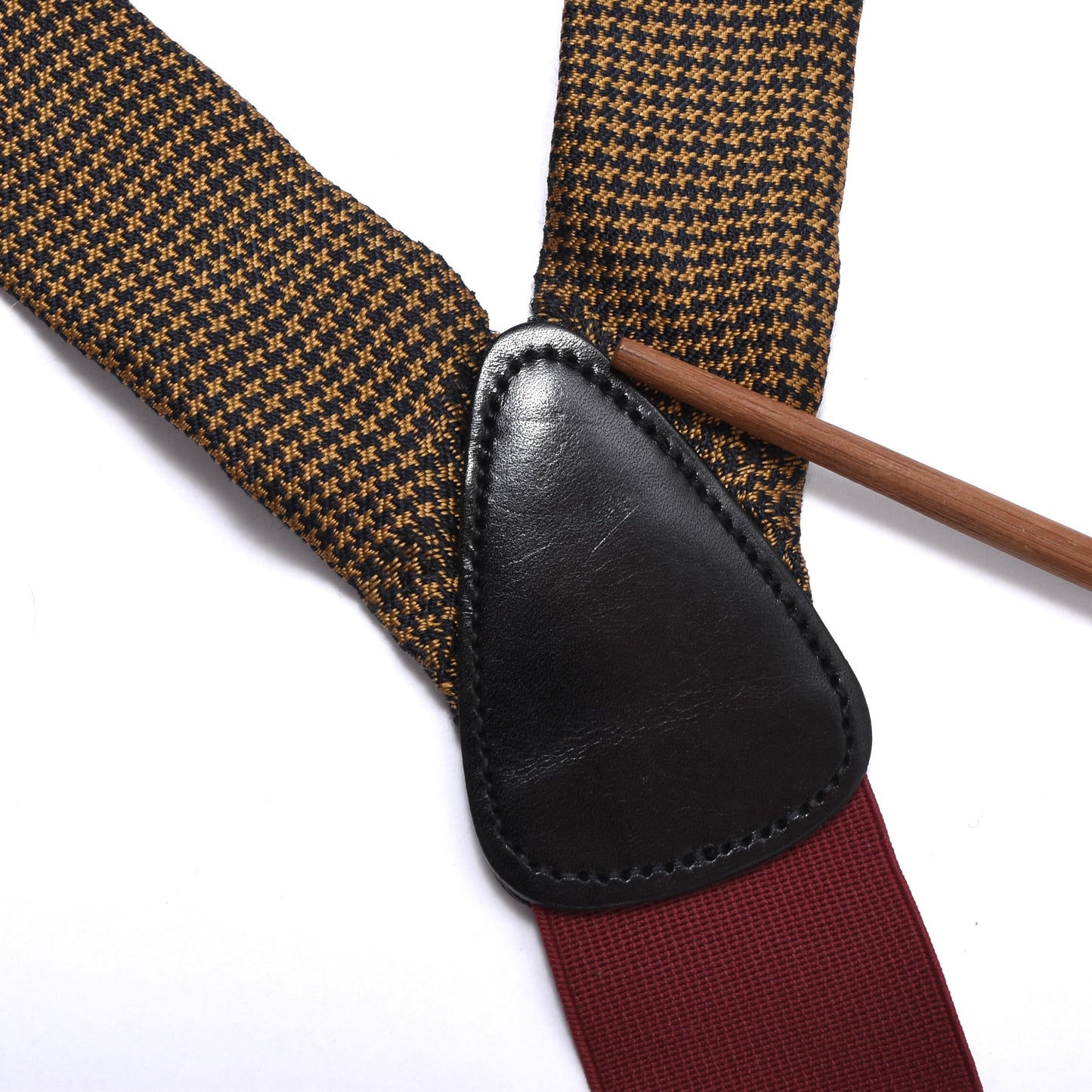 Trafalgar Silk Braces/Suspenders - Navy/Gold Houndstooth