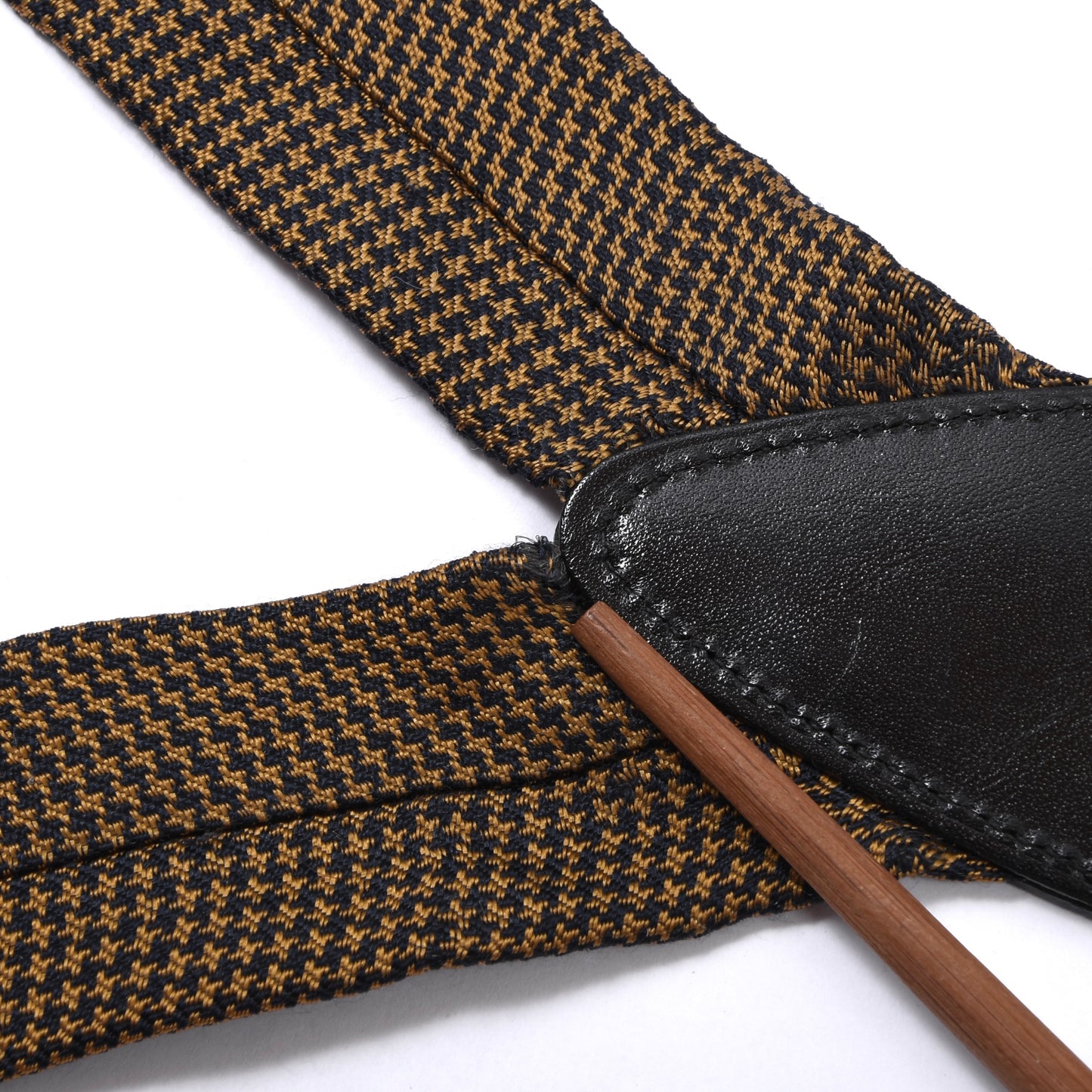 Trafalgar Silk Braces/Suspenders - Navy/Gold Houndstooth