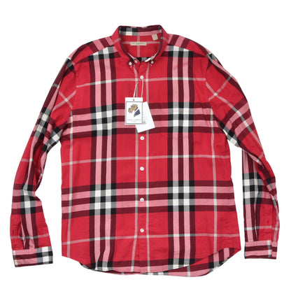 Burberry Brit Plaid Shirt Size L Chest ca. 57.5cm - Red