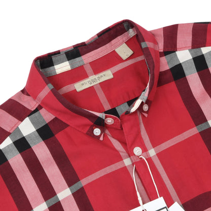 Burberry Brit Plaid Shirt Size L Chest ca. 57.5cm - Red