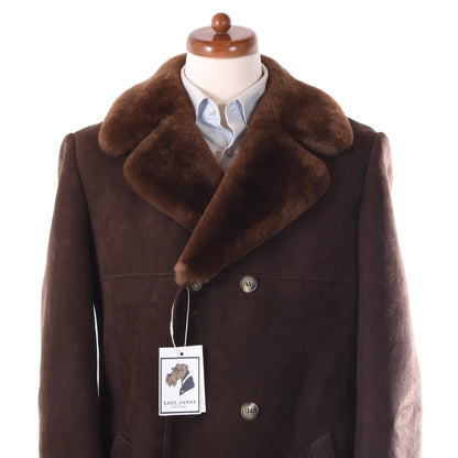 Zweireihiger Lammfellmantel, Größe 50, Brustumfang ca. 55 cm – Braun