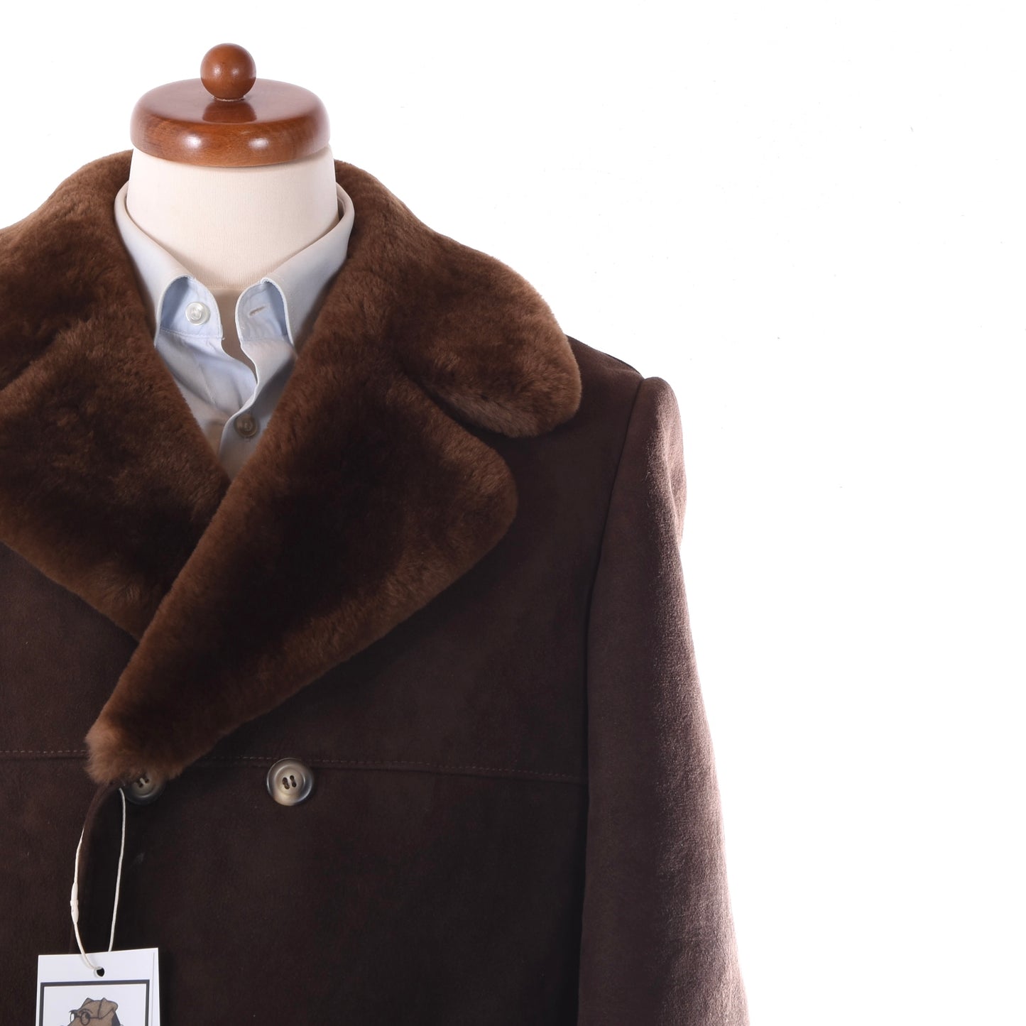 Zweireihiger Lammfellmantel, Größe 50, Brustumfang ca. 55 cm – Braun