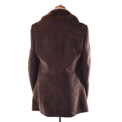 Zweireihiger Lammfellmantel, Größe 50, Brustumfang ca. 55 cm – Braun