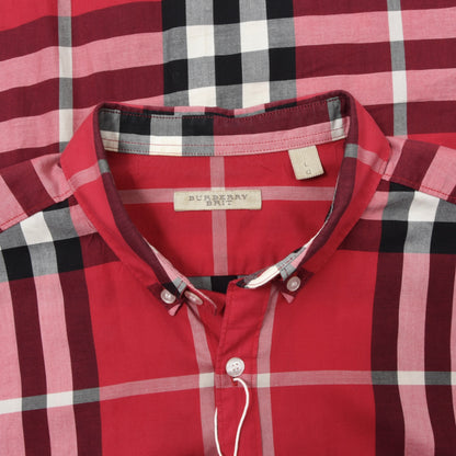 Burberry Brit Plaid Shirt Size L Chest ca. 57.5cm - Red