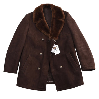 Zweireihiger Lammfellmantel, Größe 50, Brustumfang ca. 55 cm – Braun