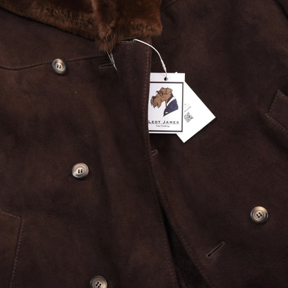 Zweireihiger Lammfellmantel, Größe 50, Brustumfang ca. 55 cm – Braun