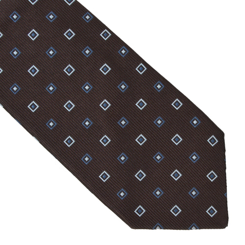 Franck Namani Silk Tie ca. 146.5cm - Brown Squares
