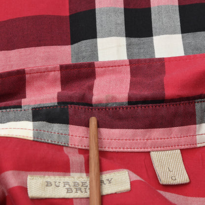 Burberry Brit Plaid Shirt Size L Chest ca. 57.5cm - Red